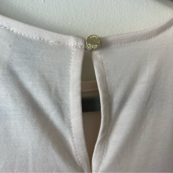 Anne Klein NWOT keyhole back sheer neutral short flutter sleeve shirt soft small - Picture 6 of 10